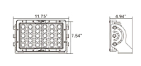 Dimensional Drawing for Pit Master 30 Series High Pressure Sodium (HPS) Replacement Light (MIL-PMX3040)